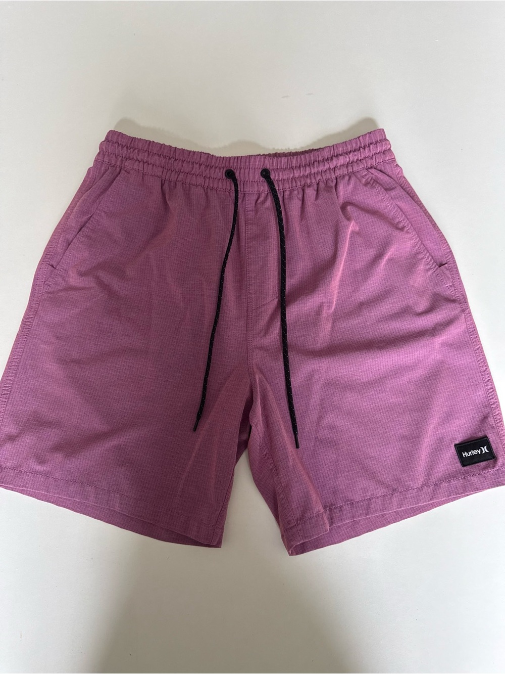 Hurley Men’s Rose Pink Waffle Drawstring Athletic Shorts 18”